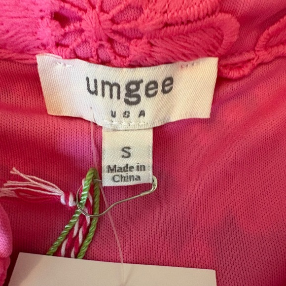 Umgee USA NWT Pink Floral Lace Mini‎ Dress Short Sleeve Shirt Dress Womens Small - Picture 11 of 13